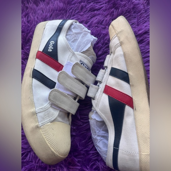 Gola Cream Sneakers with Red and Navy Stripes - Picture 6 of 7